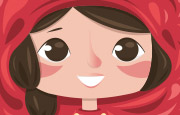 Demoiselle aux grands yeux bruns portant une belle cape rouge.
